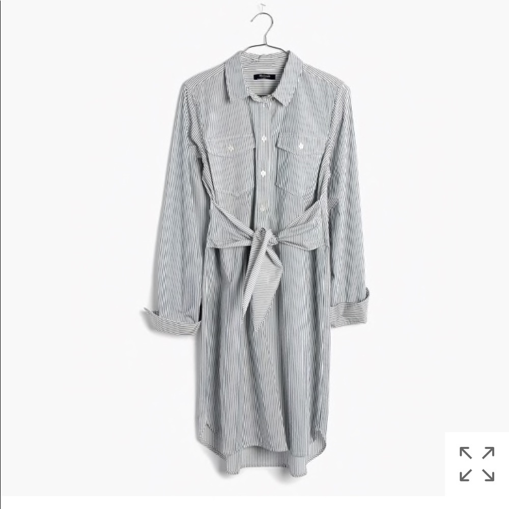 Madewell Striped Tie Waist Shirtdress